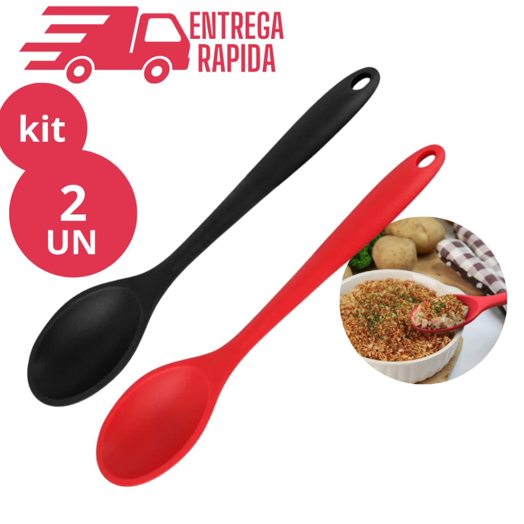 KIT 2 COLHER DE SILICONE UTENSÍLIO DE COZINHA CASA COZINHA BUFFET  RESTAURANTE CONFEITRARIA BOLO