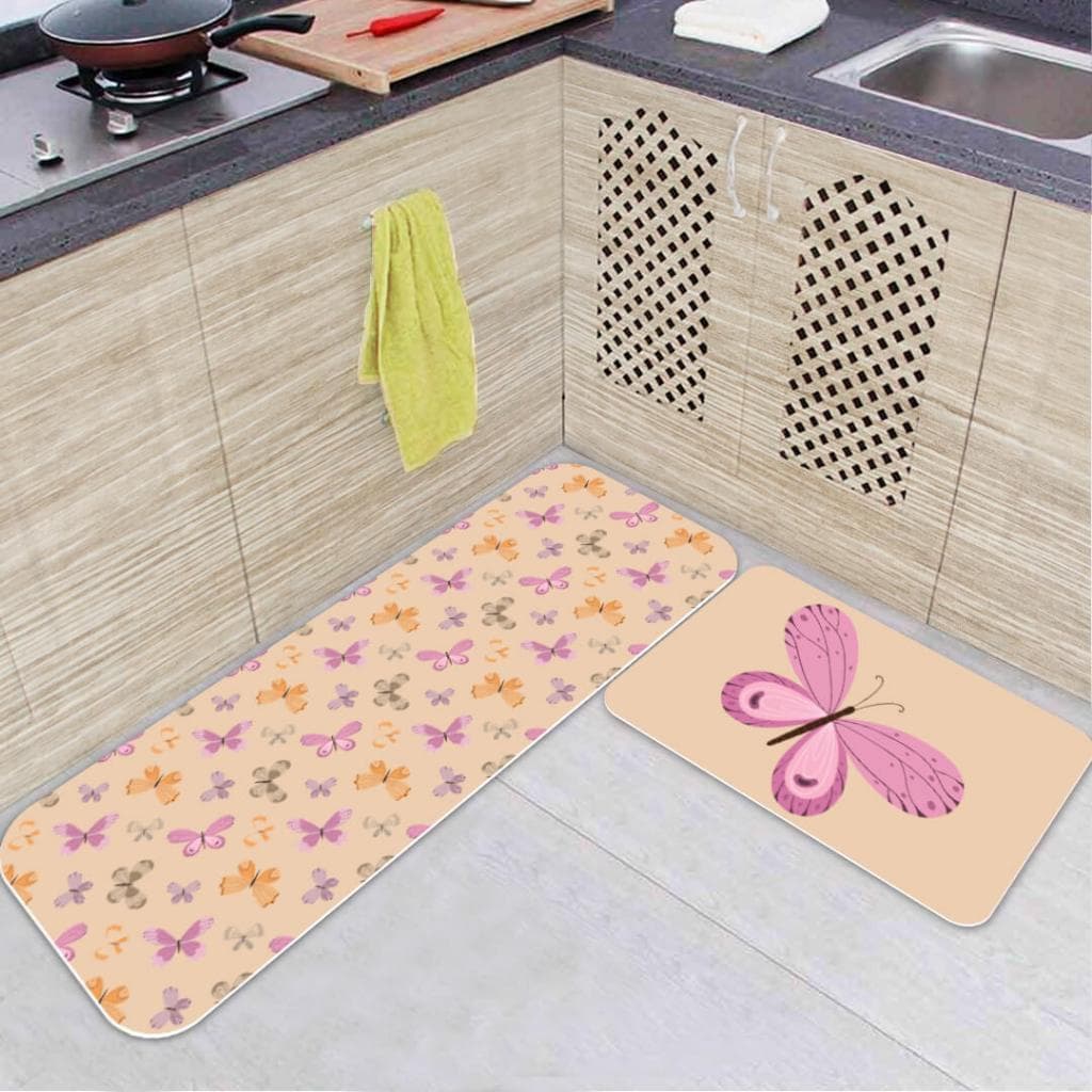 Jogo de 2 Tapetes para Cozinha Borboleta Antiderrapante Direto de Fabrica.
