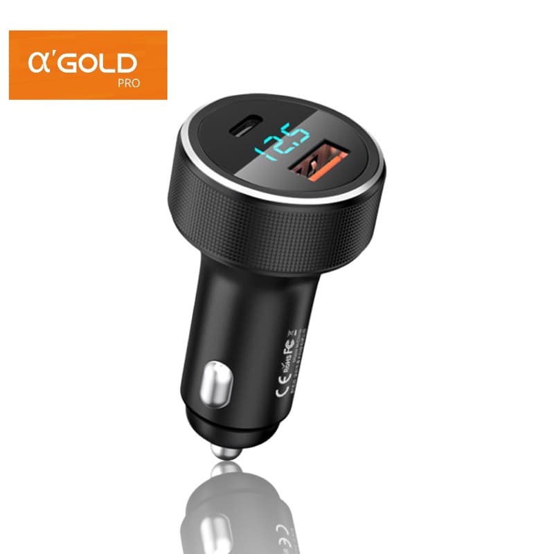 Carregador Veicular Turbo 60W 9.1A com Exibição de LED CJ12-4 /CJ13-4 A' Gold