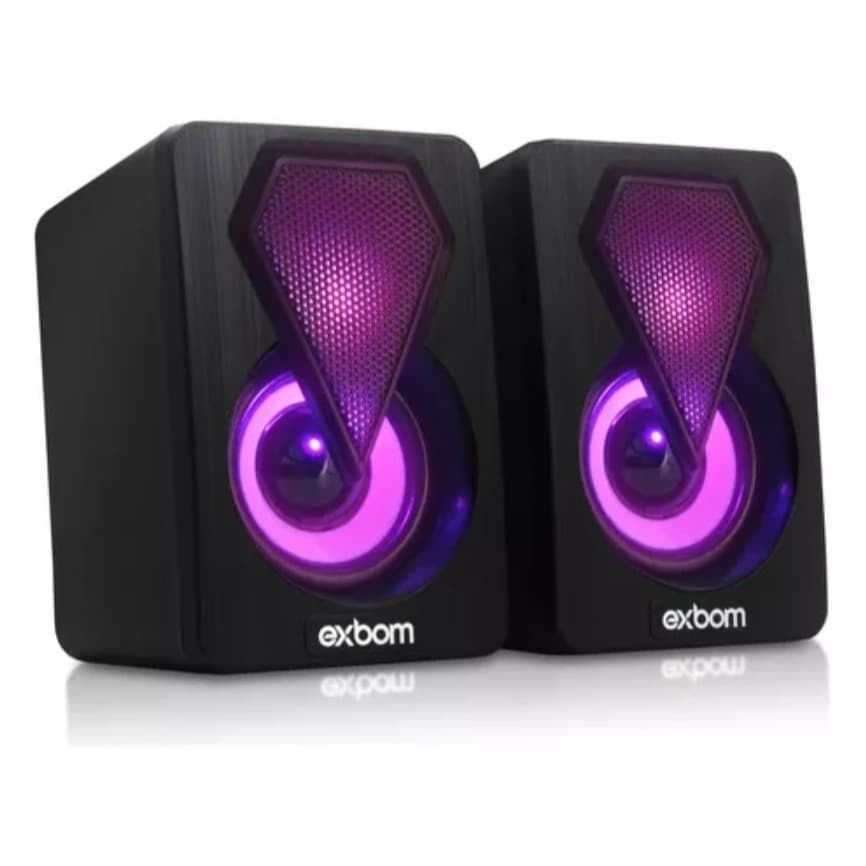 Caixa de som para PC 2.0 6W com LED RGB Exbom CS-C20