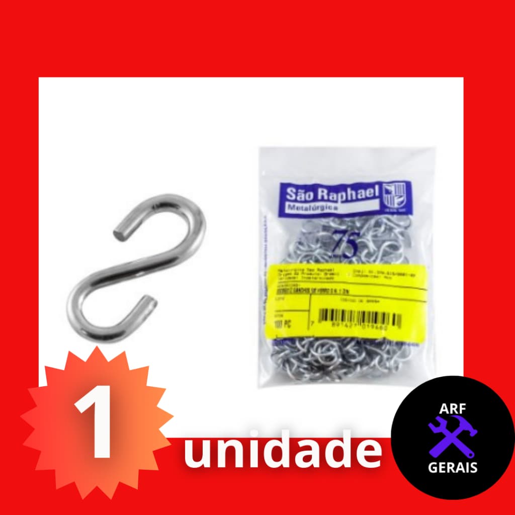 Gancho Zincado Tipo S Nº1 28 Mm - São Raphael C/100 Peças