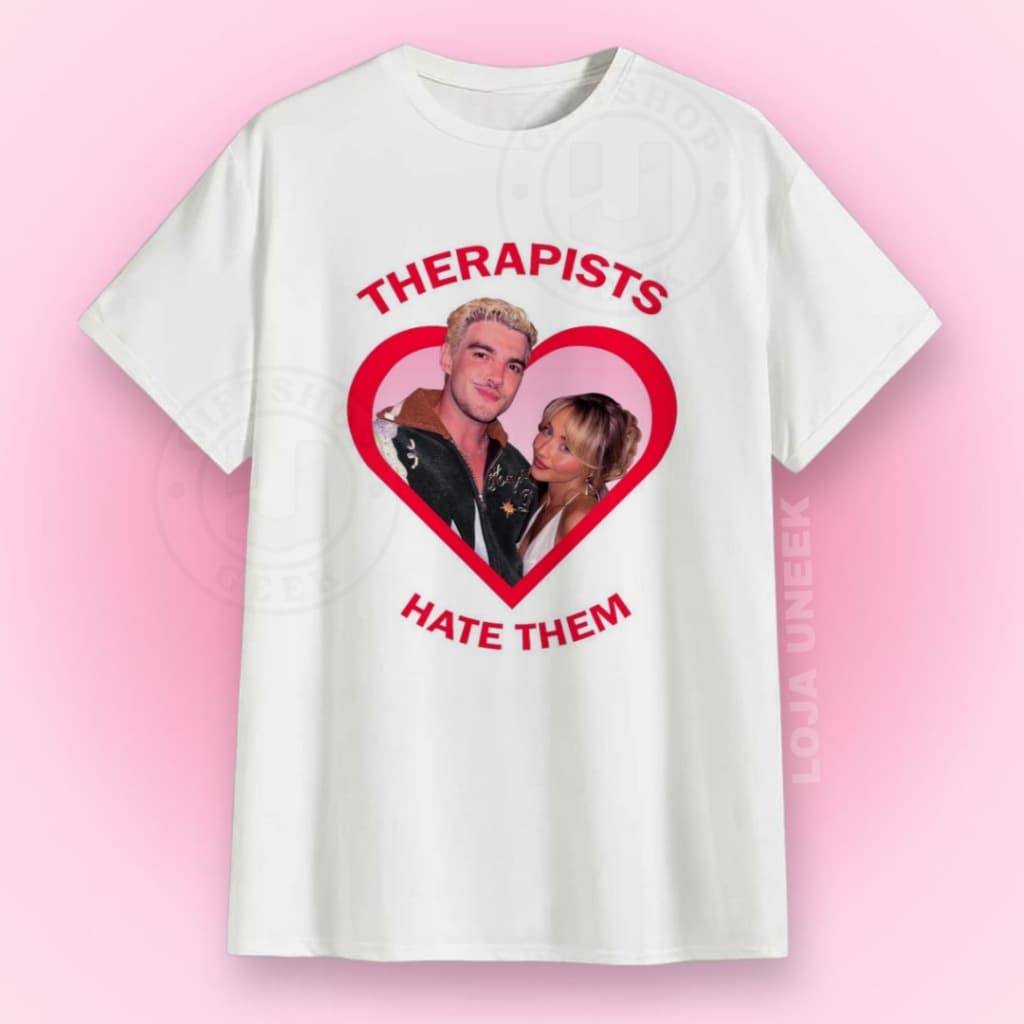 Camiseta Jão e Sabrina Carpenter Therapists Hate Them 100% Poliéster