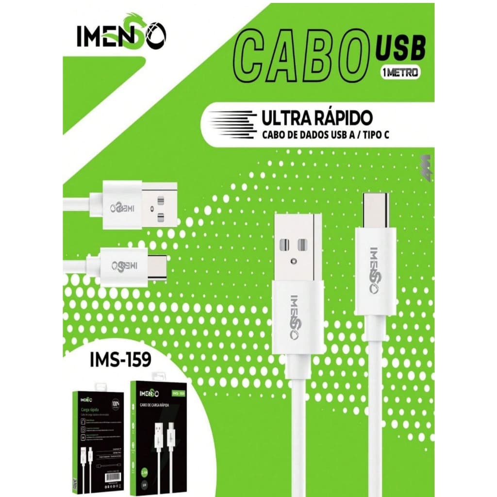 Cabo Carregador de Celular USB PARA tipo C imenso 1 Metros IMS-159