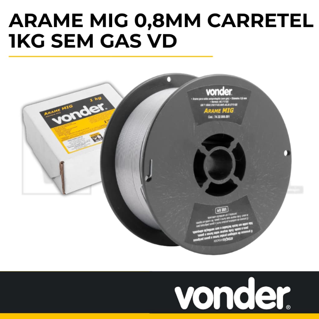 Arame Solda Mig / Mag Revestido Para Uso Sem Gás 0,8mm 1kg Vonder