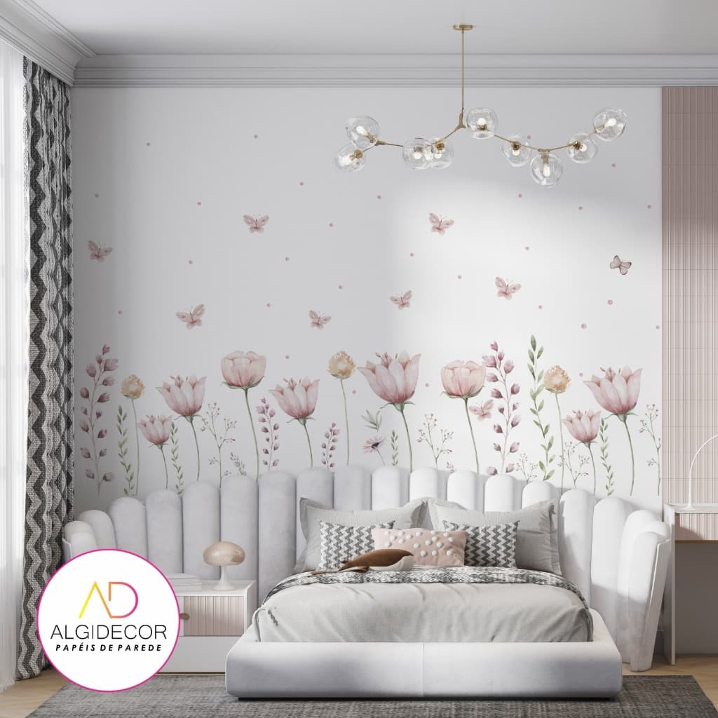 Papel de parede Adesivo jardim encantado tulipa Algidecor *SOB MEDIDA* / VALOR DE ACORDO M2 / INFORMAR ALTURA X LARGURA