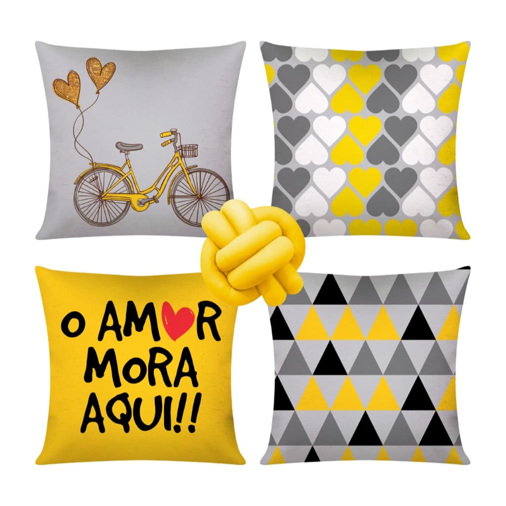 Kit 4 Capas De Almofadas Modernas 42x42 + 1 Almofada Nózinho-Opções Lindas e Sofisticada