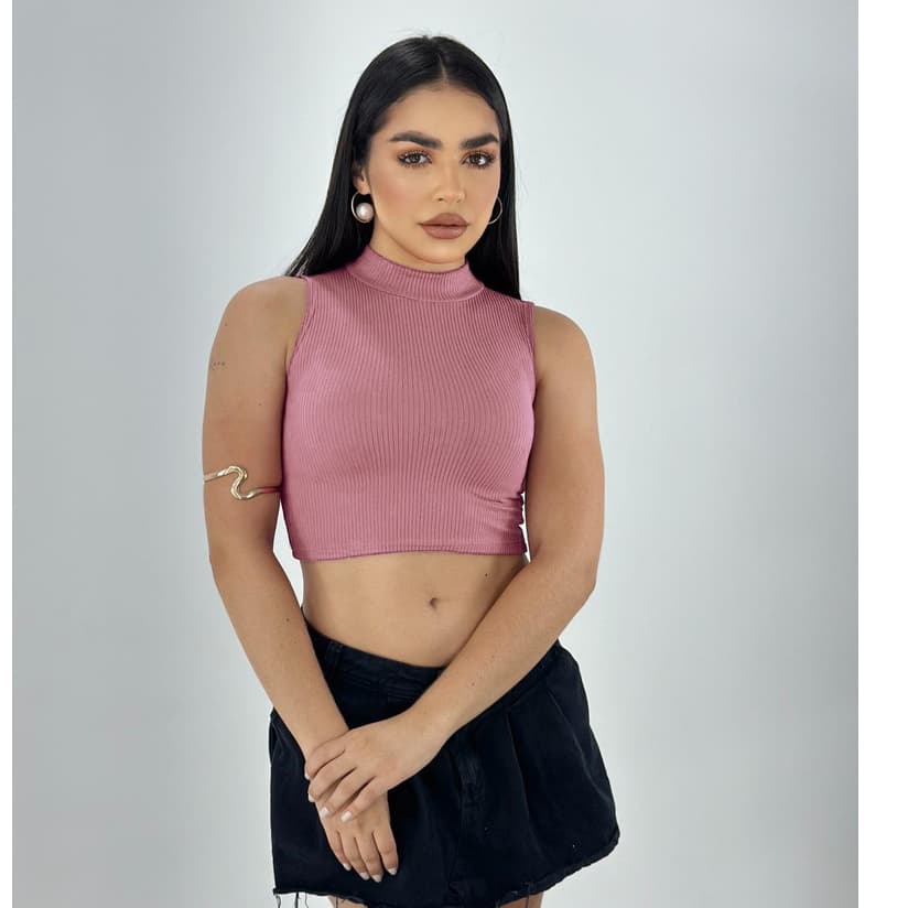 Blusa Cropped Regata Básica Gola Alta Blusinha Trabalho Festa Dia-a-dia Frio Social Segunda Pele