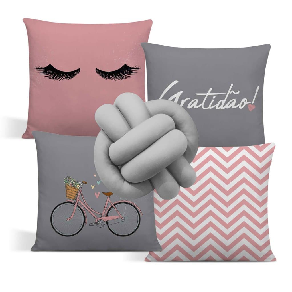 Kit 4 Capas De Almofadas Modernas 42x42 + 1 Almofada Nózinho-Opções Lindas e Sofisticada