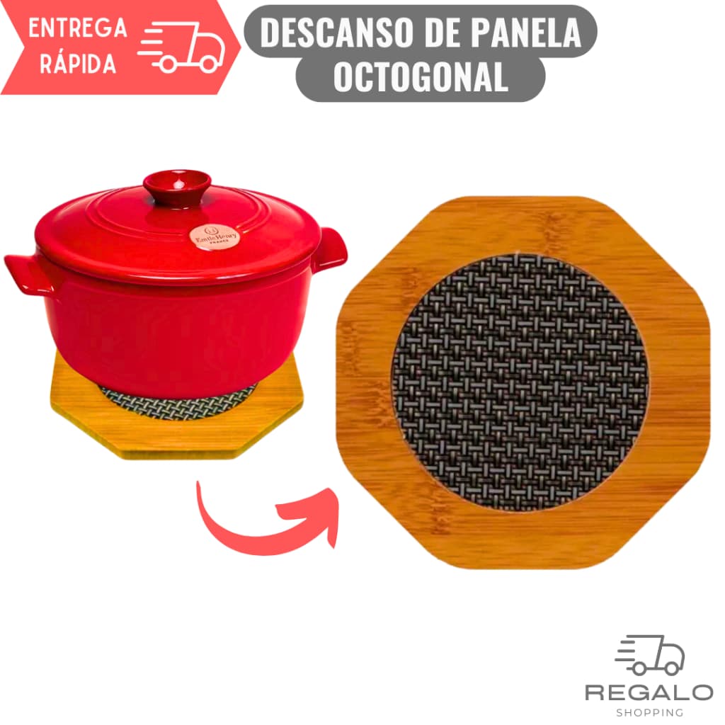 Descanso de Panela Octogonal para Cozinha Porta Panela Suporte Protetor de Mesa Malha Metalizada