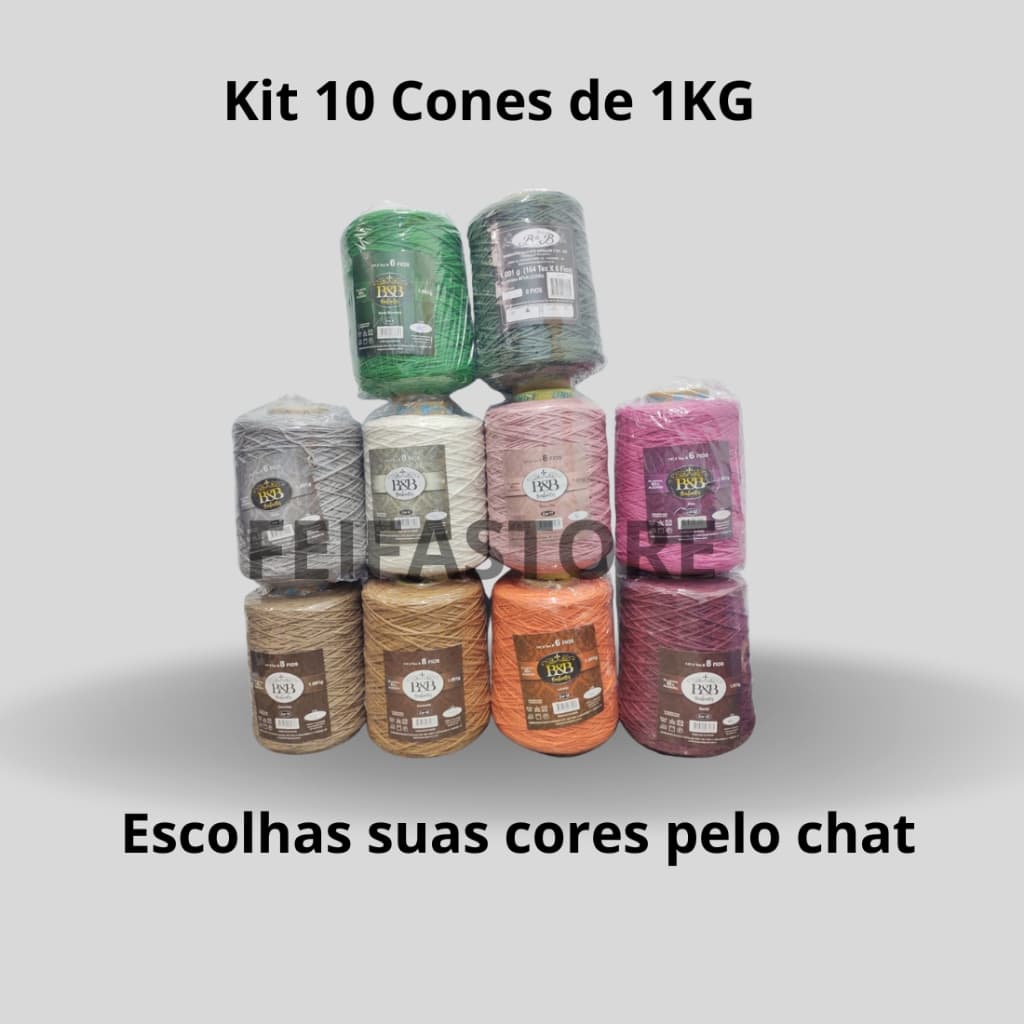 10 Barbantes B&B 1KG/6 ou 8 Fios Escolha suas Cores