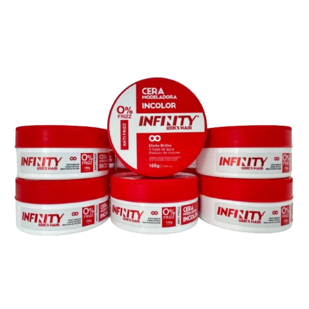Kit Com 6 Cera Pasta Modeladora Incolor Infinity Anti Frizz 160g