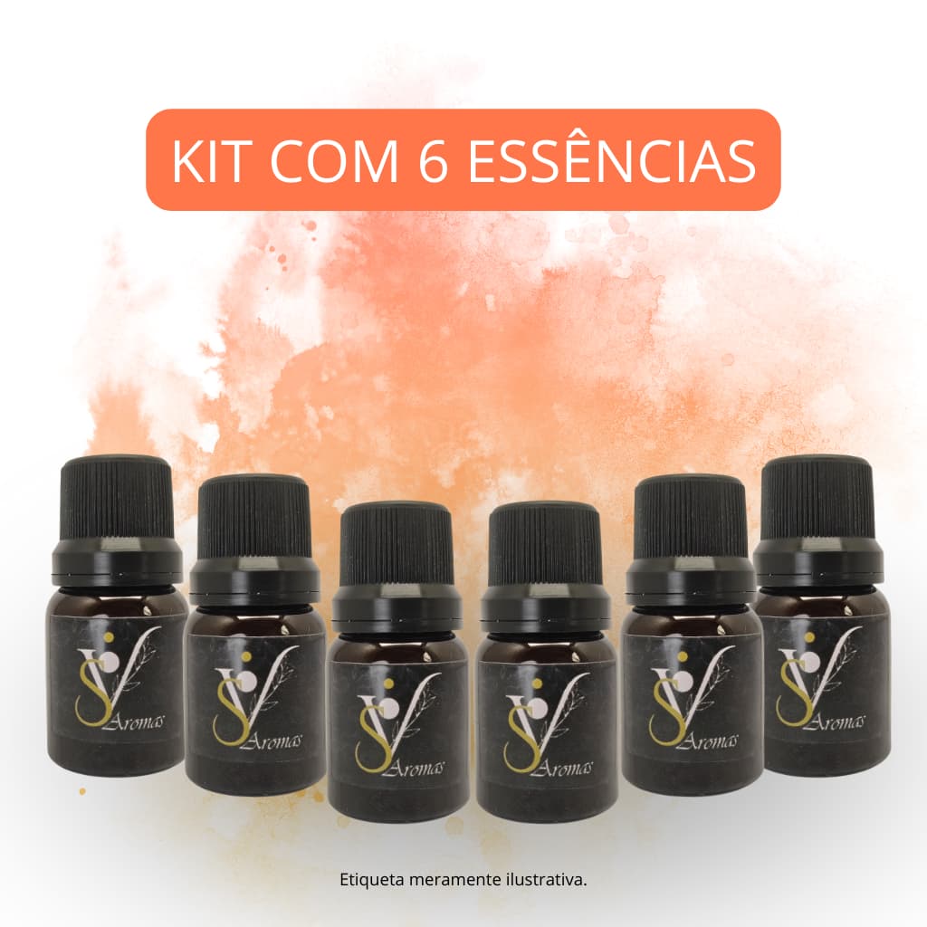 Kit 6 Essência para Aromatizador, Ambiente, Cosméticos e Difusor 10ml (Concentrada à base de óleo)