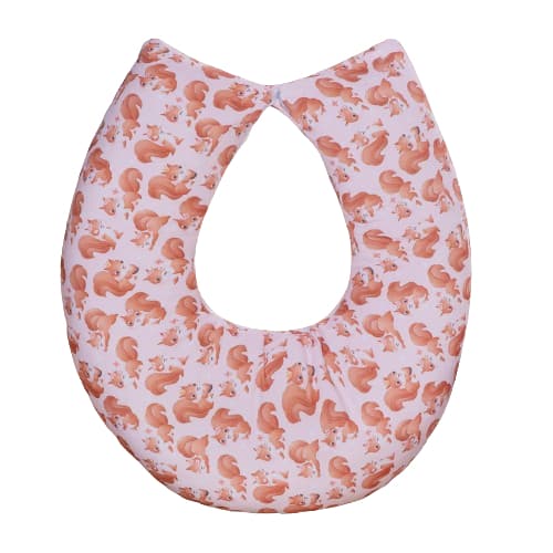 Almofada Amamentação para Bebê Menina Sublimada - Esquilo Rosa