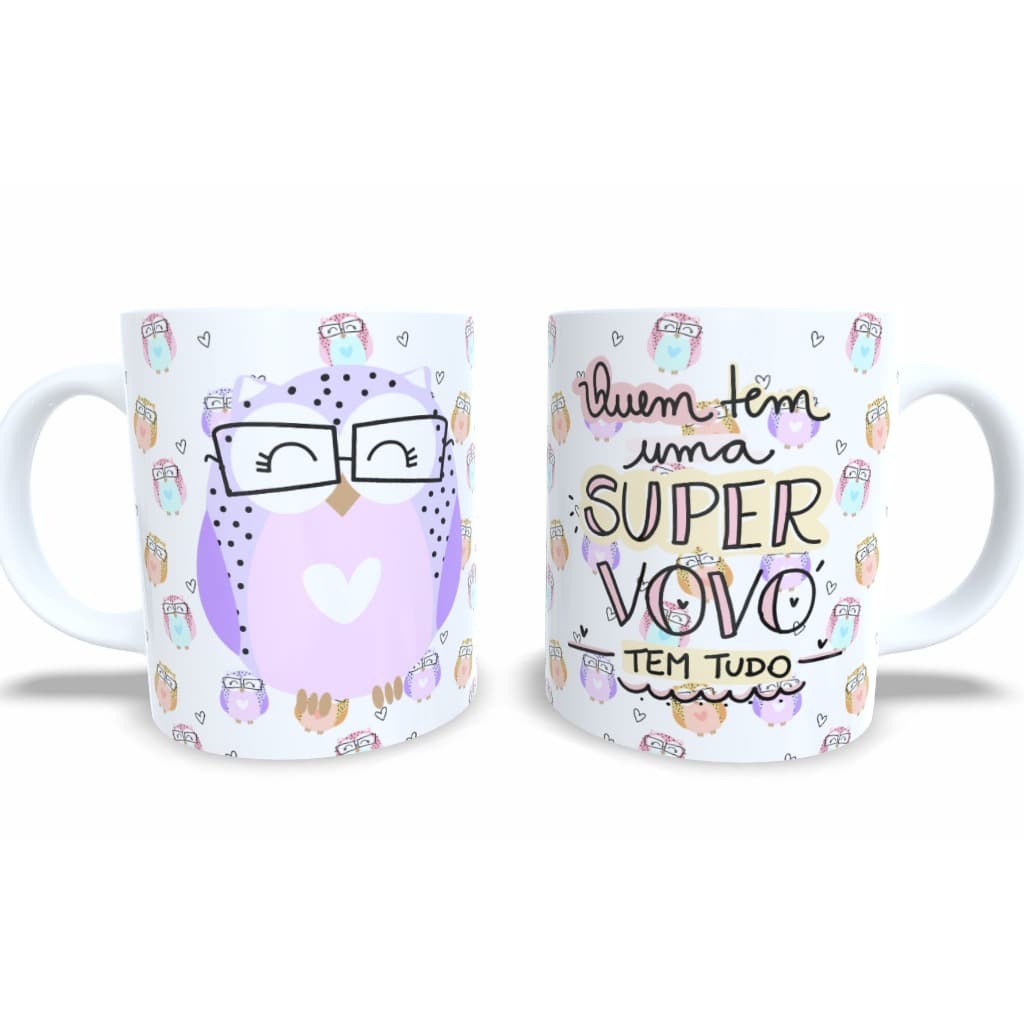 Caneca Personalizada Avó Dia dos Avós Super Vovó Coruja Assumida Presente Dia das Mães HD 135