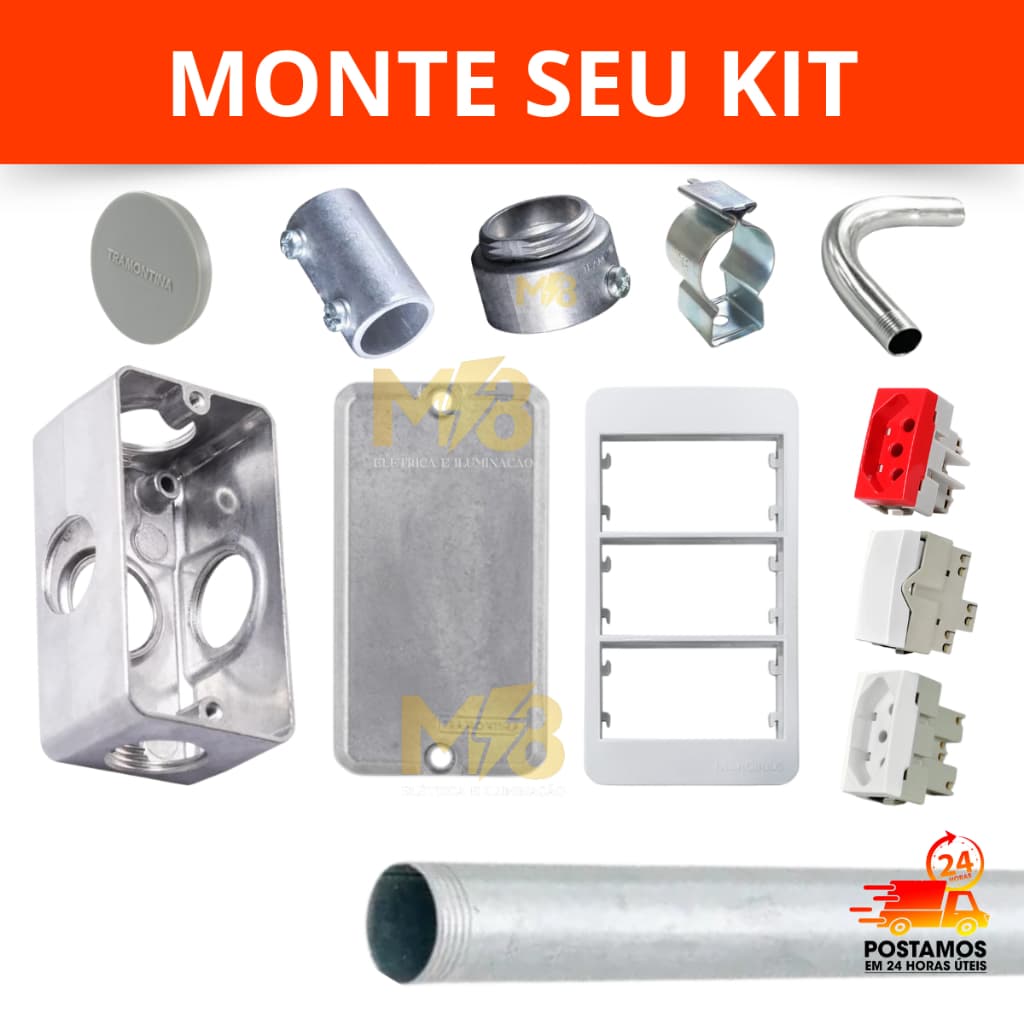 ELETRODUTO 3/4 GALVANIZADO CONDULETE ALUMINIO 3/4, CURVA , LUVA, ABRAÇADEIRA,PLACAS E TOMADAS