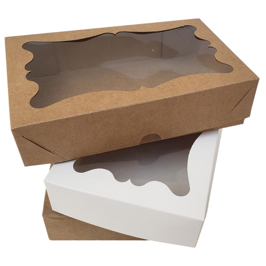Caixa de Presente Branca/Kraft Clássica 20x12,5x4cm Com Visor. Tampa e Base lembrancinha