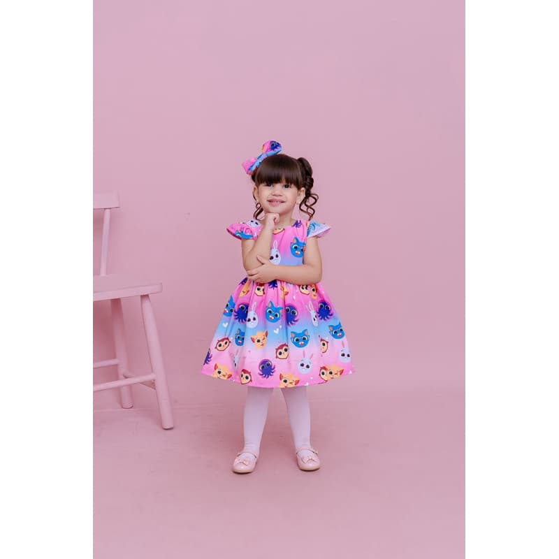 Vestido Infantil Bebê Bolofofos | Temático Aniversário Fazendinha | Vestido Luxo Bolofofos Vaquinha