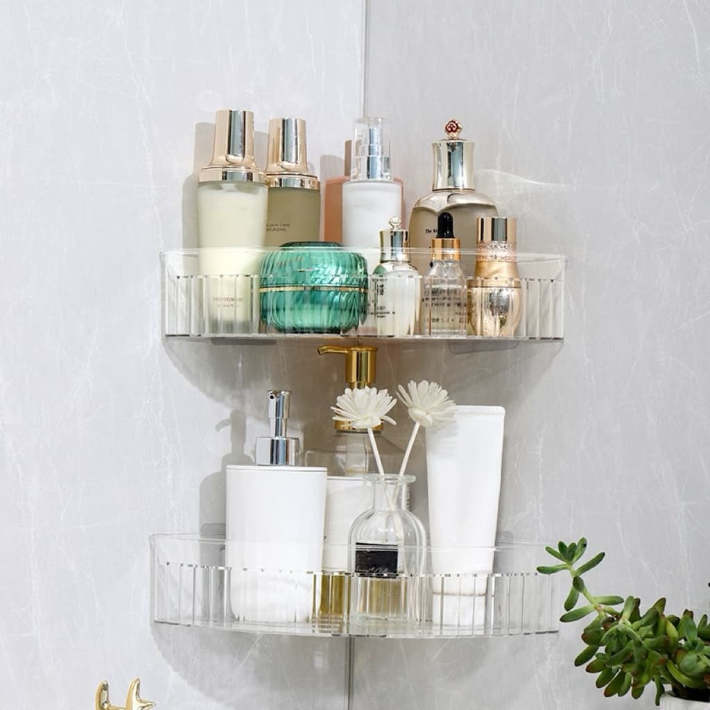 Suporte Acrílico Adesivo de Banheiro para Shampoo Organizador triangular sem furo