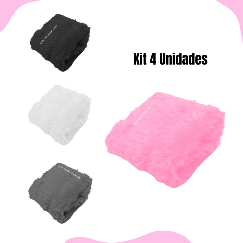 Kit 4 Tapetes de Pelucia Para Foto Manicure Unhas Decoração Produtos 30 X 30 cm