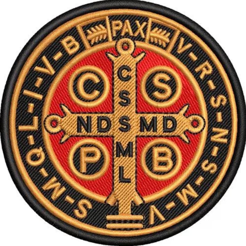 Patch Bordado Medalha De São Bento Moto Clube Militar Rel3 Religioso Motociclista Colete Jaqueta Mochila Bolsa
