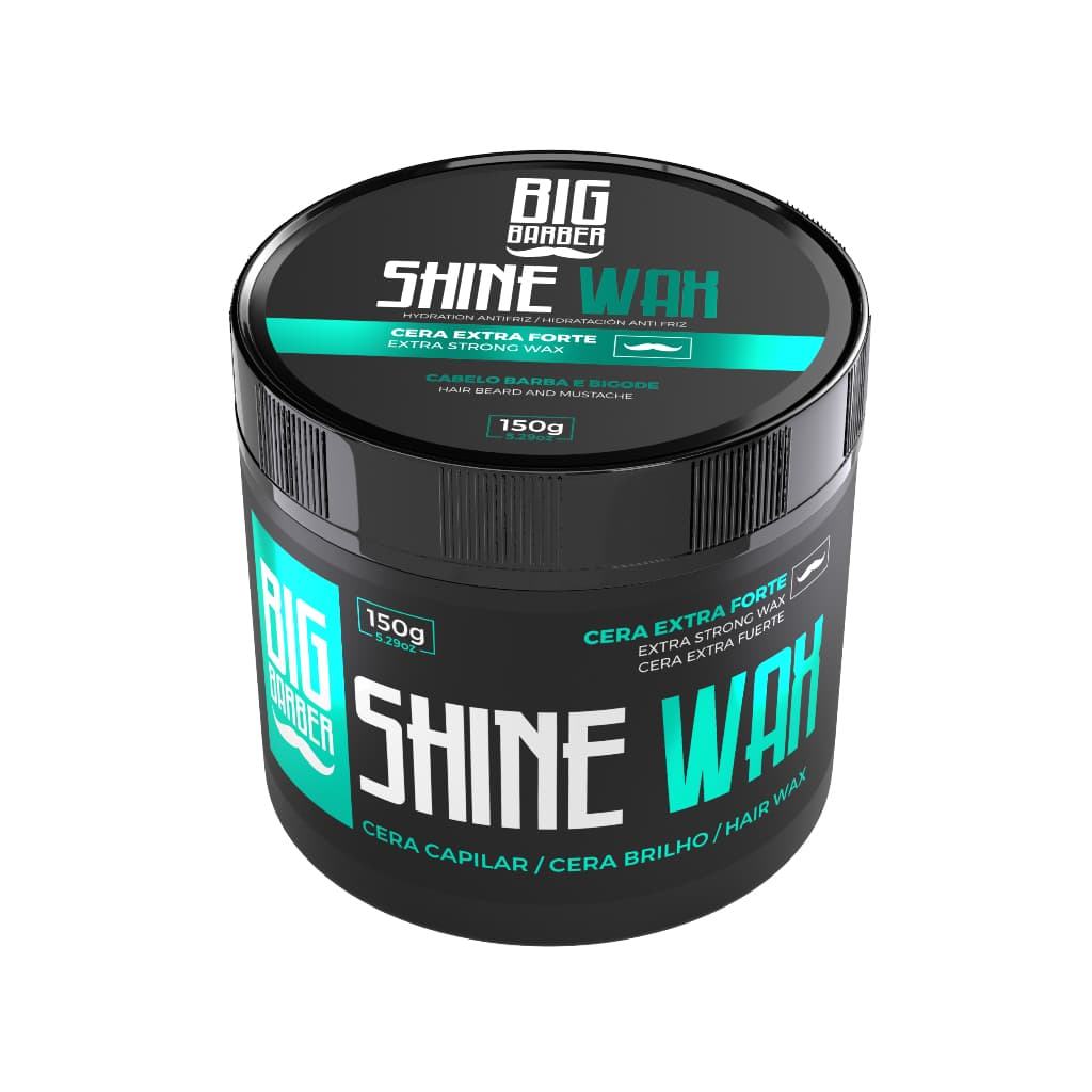 CERA CAPILAR EXTRA FORTE SHINE WAX BIG BARBER 150G EFEITO BRILHO CABELO, BARBA E BIGODE
