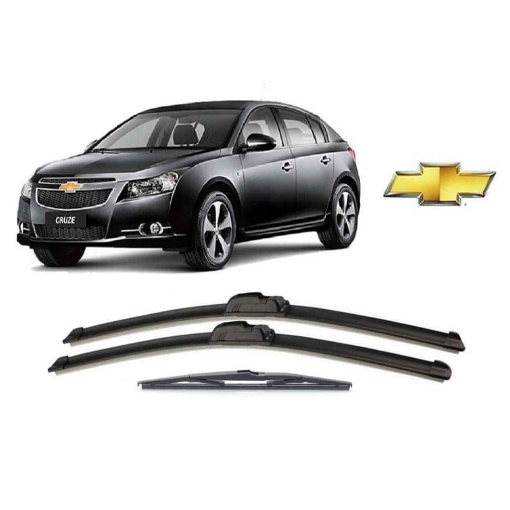 Kit 3 Palhetas Limpador Parabrisa Dianteiro + Traseiro Chevrolet Cruze 2011 2012 2013 2014 2015