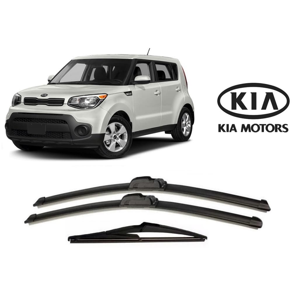 Kit 3 Palhetas Limpador de Parabrisa Dianteiro + Traseiro Kia Soul 2009 2010 2011 2012 2013 2014