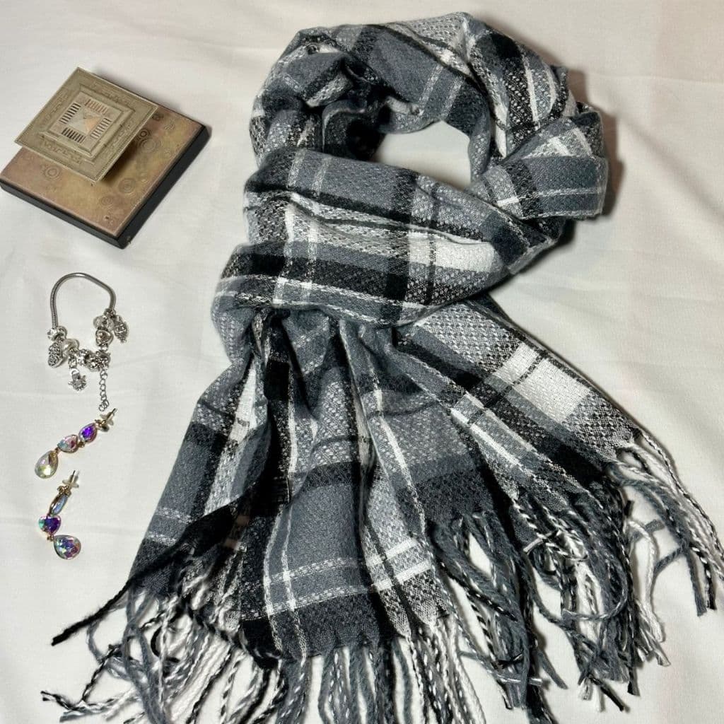 2024 Novo Cachecol Feminino De Xadrez Quadrado Grosso Com Franja, Lenço Grosso de 250g Com Etiqueta de Cashmere Presente