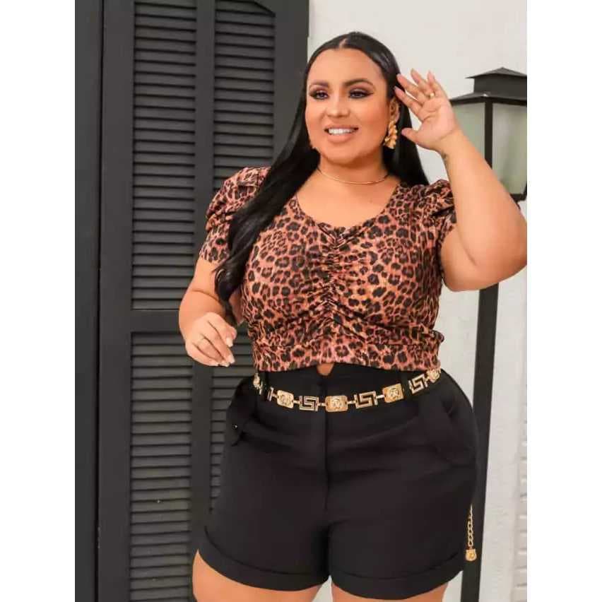 Cropped Plus Size feminino canelado Blusinha