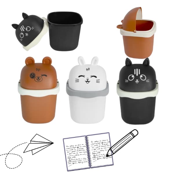 Mini Lixei Com Tampa Multiuso De Animais Infantis Divertidas De Alta Qualidade Compacta