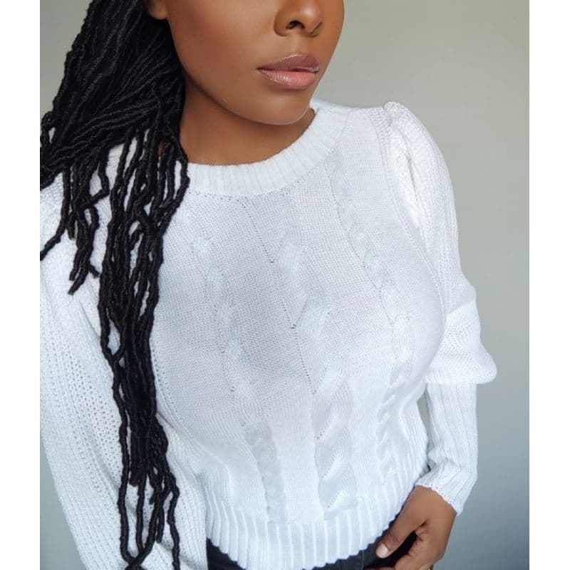 Blusa de Tricô Afra, com Mangas Bufantes