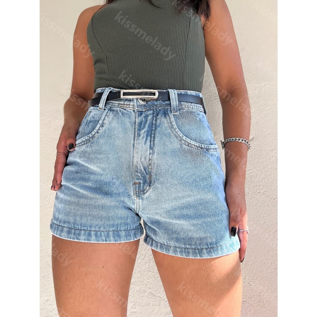 kissmelady 911 com cinto preto short jeans feminina com rascada Shorts jeans feminino  lisa com rascada juvenil natural