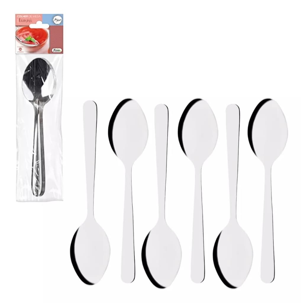 Jogo Kit 6 Colheres De Sopa Mesa Aço Inox Utensílio Cozinha