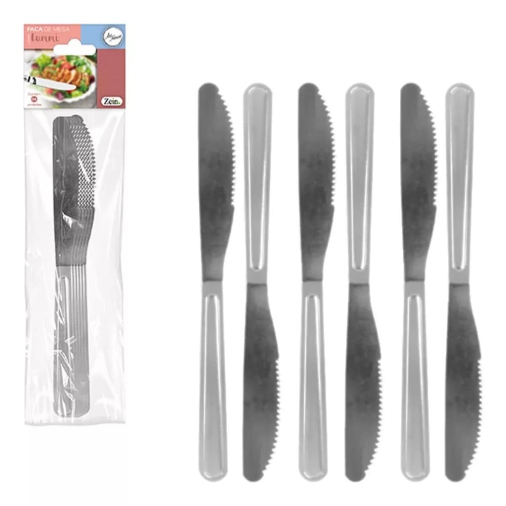 Jogo Kit 6 Facas Com Serra Mesa Aço Inox Utensílio Cozinha