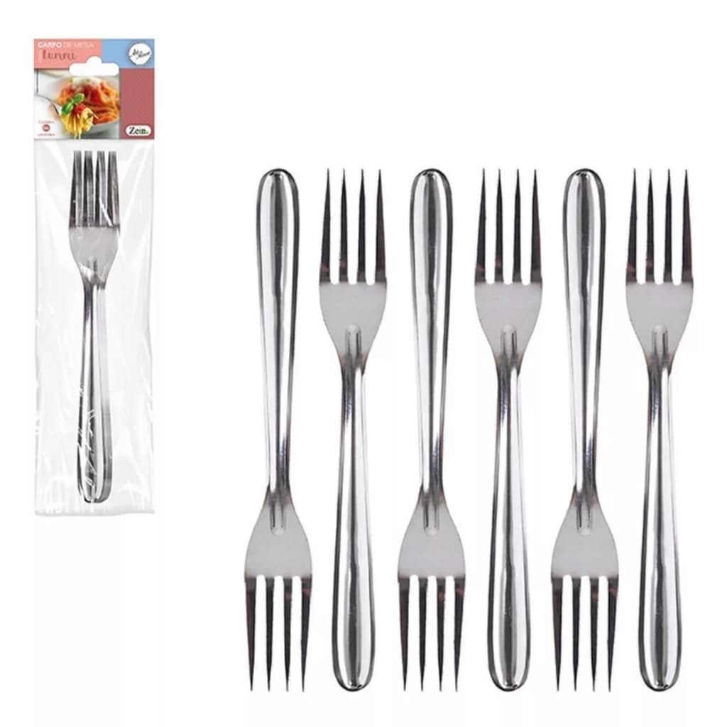 Jogo Kit 6 Garfos De Mesa Em Aço Inox Utensílio Cozinha