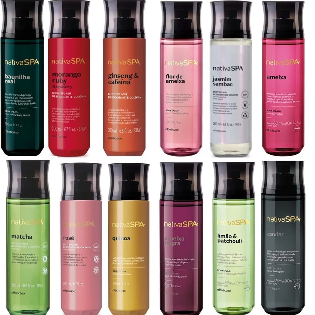 Body Splash Nativa SPA O Boticário - Ameixa/Lilac/Morango Ruby - 200ml
