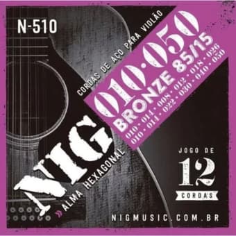 Encordoamento NIG Violão Aço 12 Cordas 0.10 Bronze 85/15