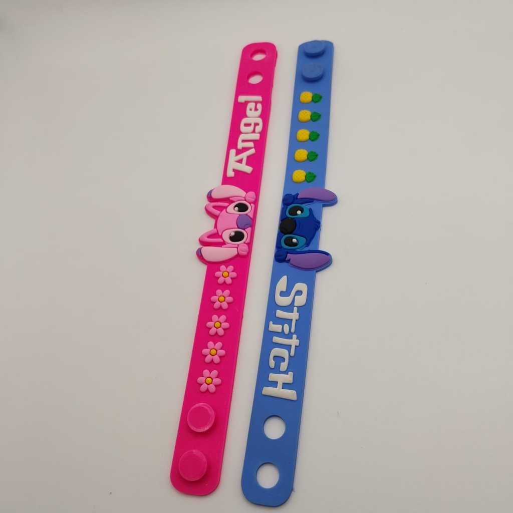 Pulseira Emborrachada Angel E Stitch Com Regulagem