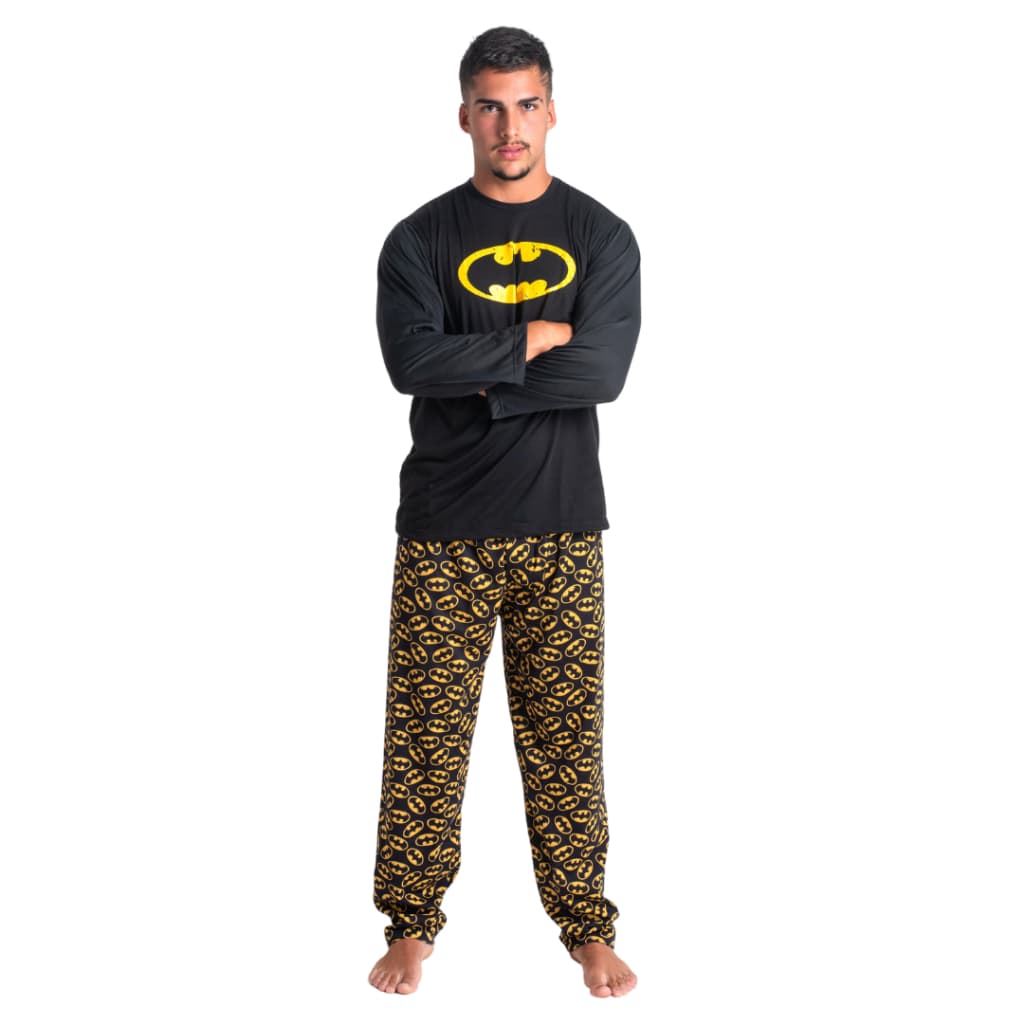 Pijama Desenho Batman Calça Blusa Estampada Super Herói Confortável Conjunto Dormir Frio Linha Noite Masculina 326