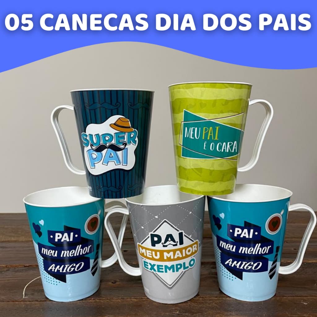 Kit 05 Canecas Dia Dos Pais Presente Copo Revenda Atacado