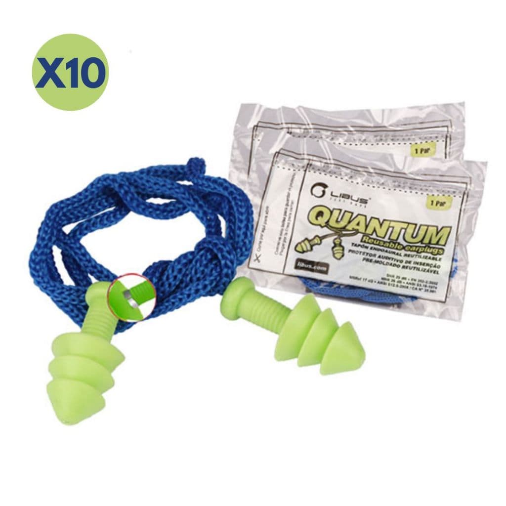 Kit 10 Protetor Auricular Quantum Silicone com Cordão 17dB Libus