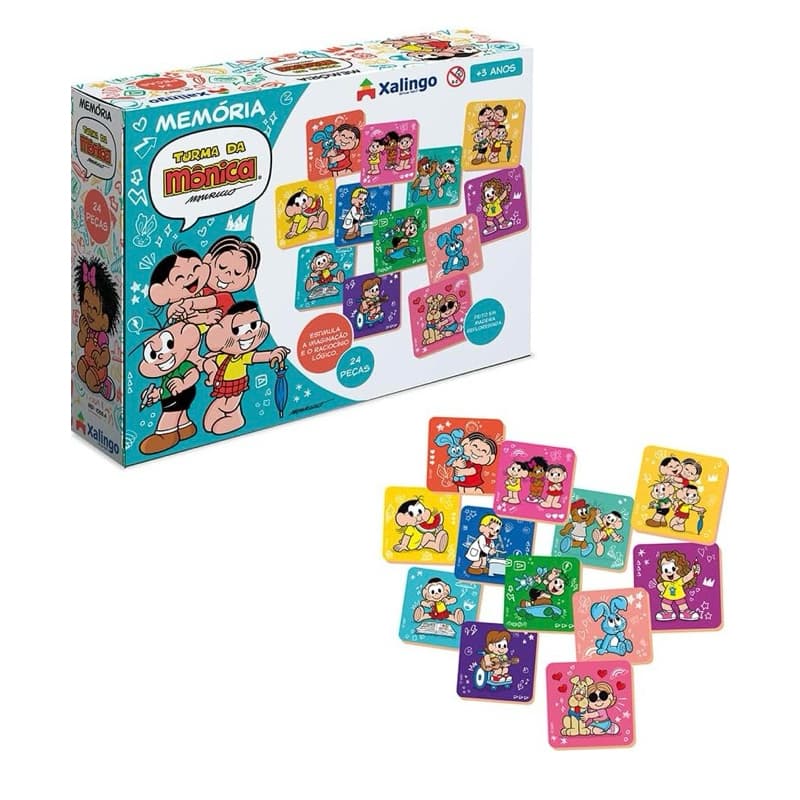 Jogo da Memória Turma da Mônica Com 24 Peças Xalingo Brinquedo Educativo