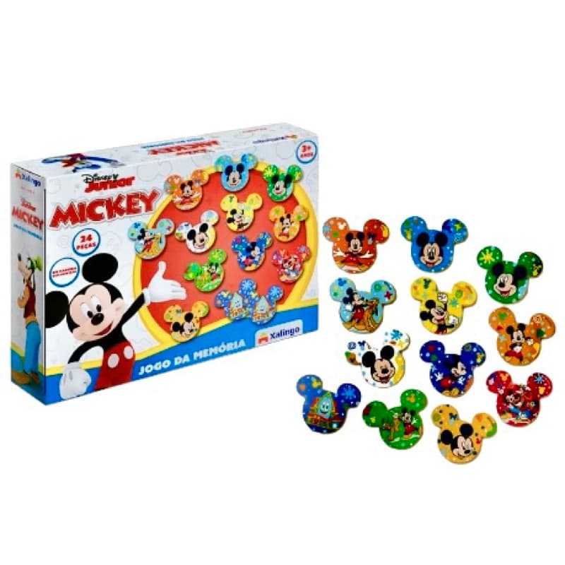 Jogo Da Memória Xalingo Mickey Brinquedo Educatico com 24 Pecas