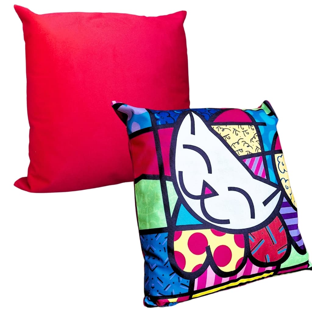 Kit 2 Capas Almofadas Suede Veludo 40x40 Zíper - 1 Estampada R. Britto e 1 Lisa - Decoração Sala