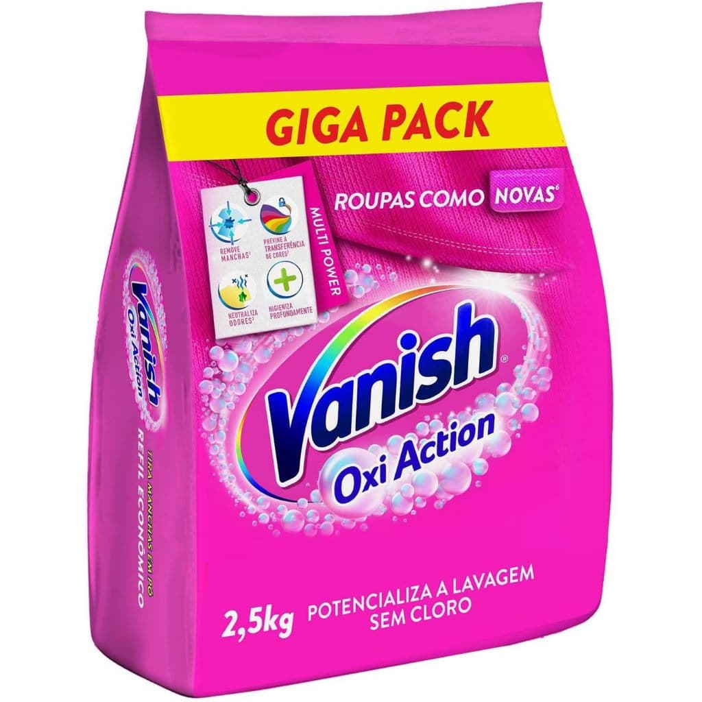 Tira Manchas Em Pó Oxi Action Pink Refil Econômico Vanish 2,5 Kg Giga Pack