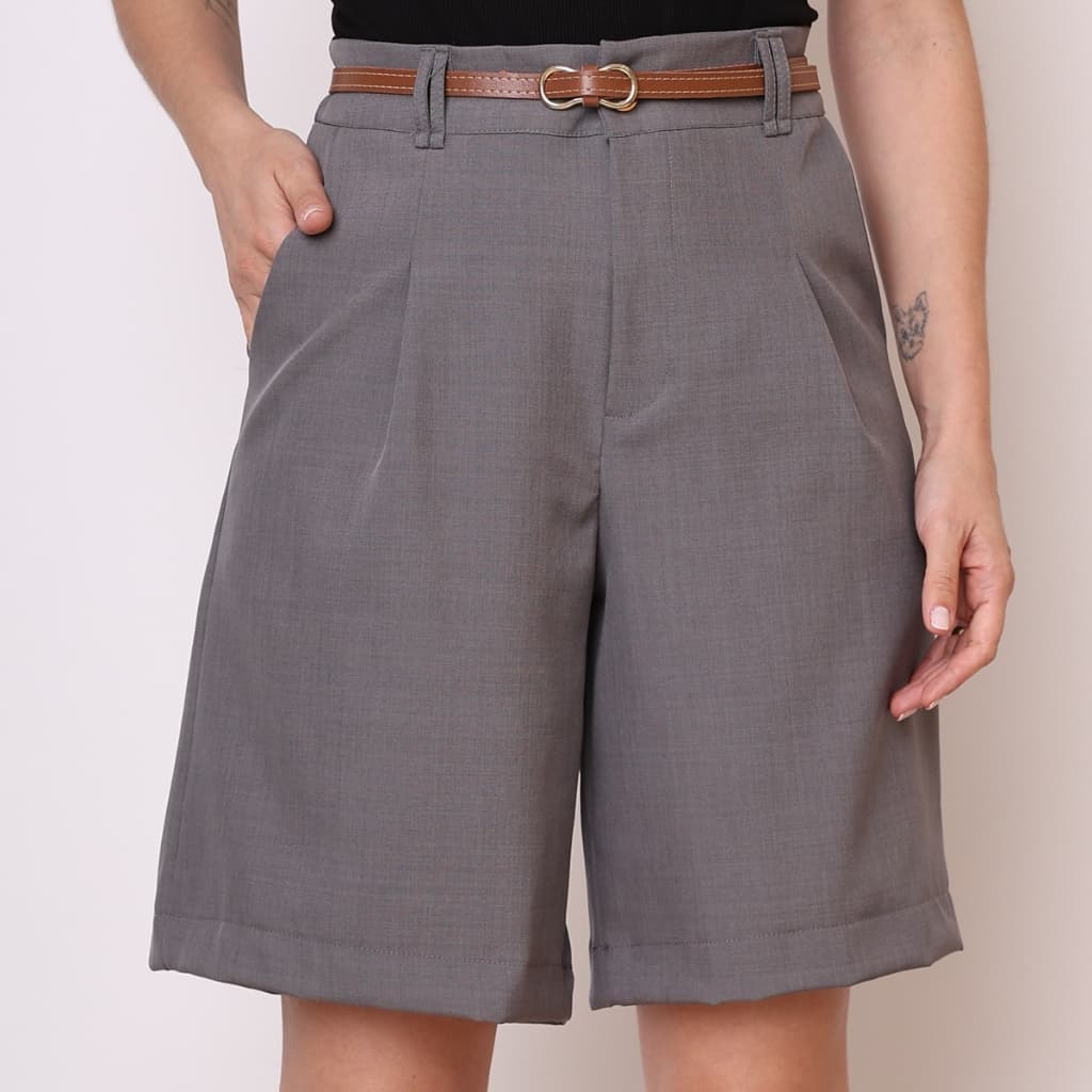 Bermuda Alfaiataria TWILL Social Moda Feminina Com Cinto COD.103