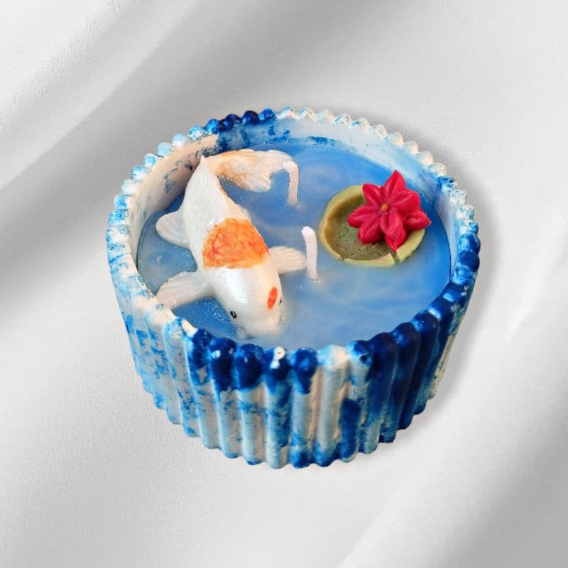Vela Aromática Peixe no Lago/ Recipiente cimento/ artesanal / marinha /decoração