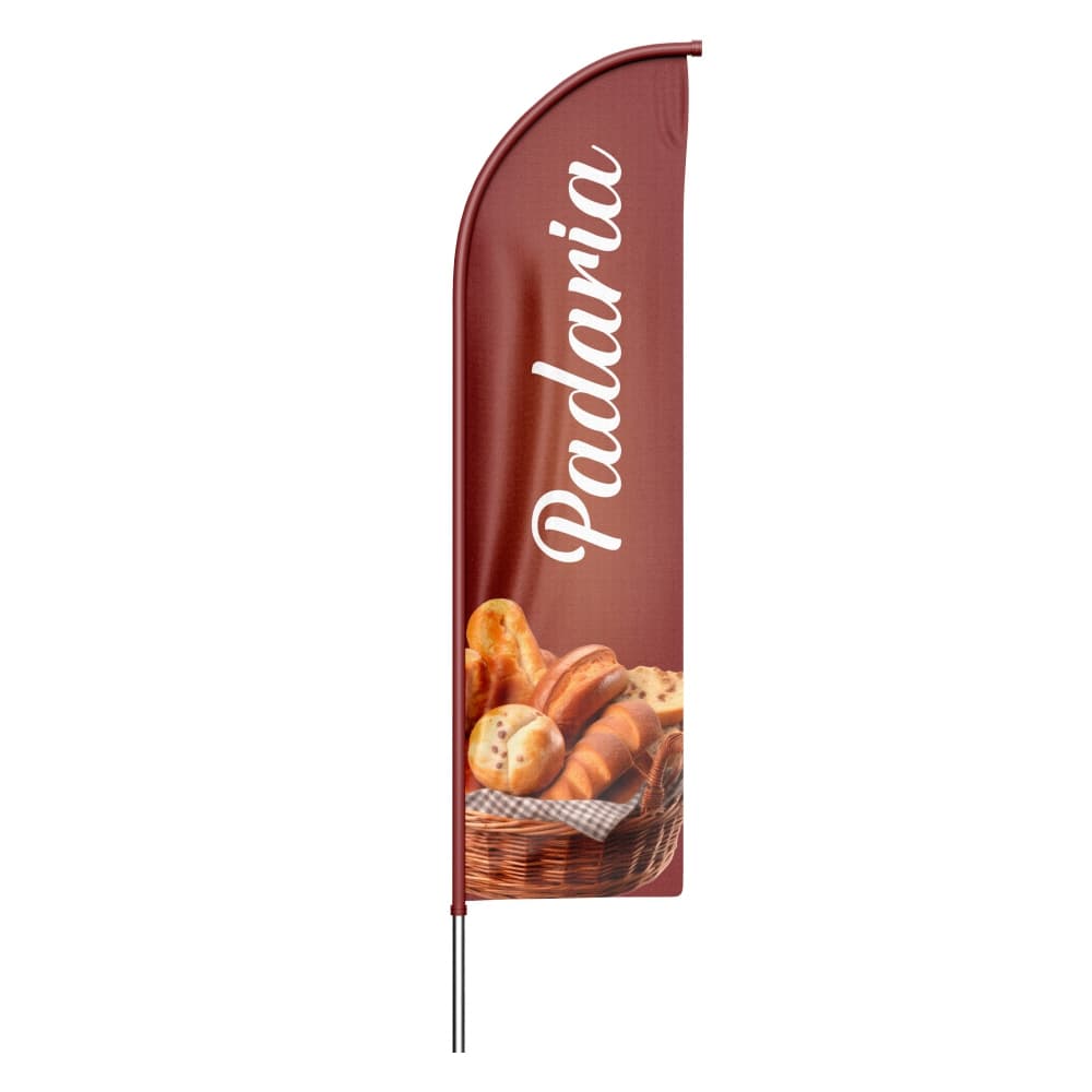 Bandeira Wind Banner Padaria  Dupla Face com Haste Tamanho 220x60cm