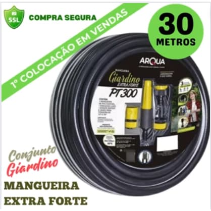 Conjunto de Mangueiras para Jardim PT300 1/2 x 15mt com Engate Rápido Giardino Extra Forte - ARQUA