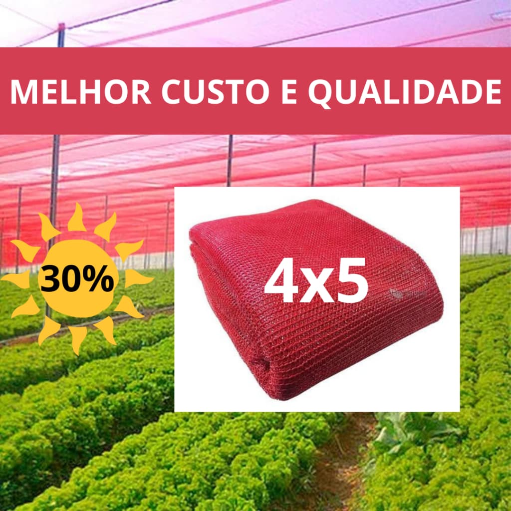 Tela Sombrite Vermelha 30% - 4x5 metros.